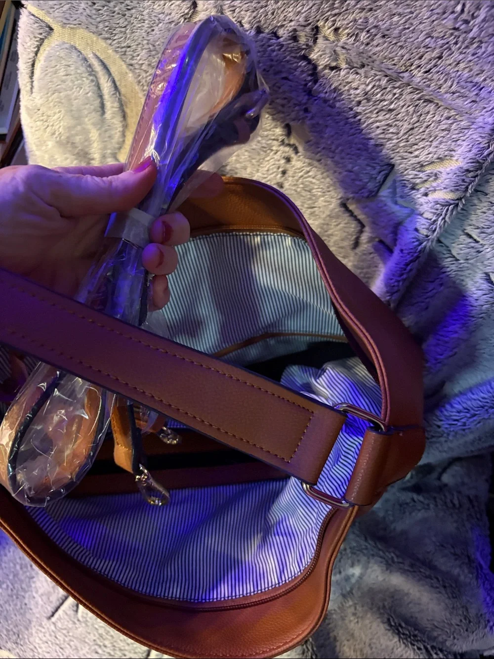 Women’s Brown Tote Bag with Crystal Accent
